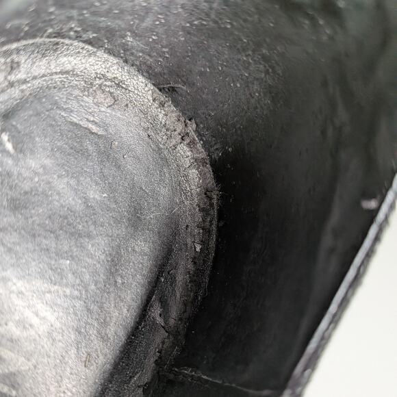 Y2K Leather Heels Lace Up Loafers 9.5 Black Brown Wingtip Suede Square Academia - Picture 11 of 11